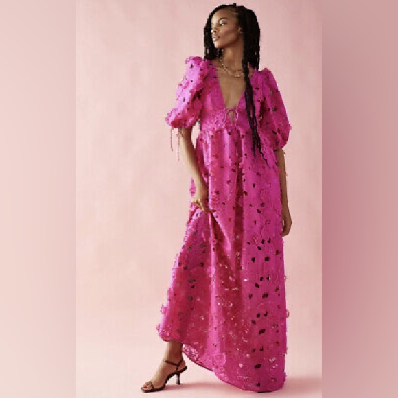NWT For Love & Lemons Leighton Maxi Dress / Pink / Size XS - Picture 3 of 10